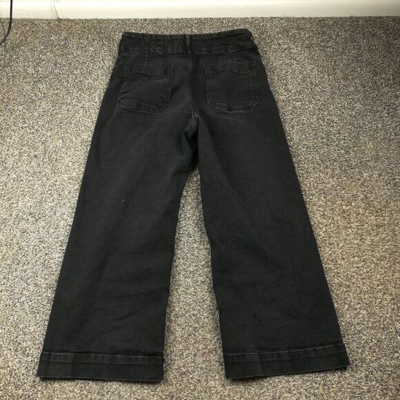 Anthropologie Maeve Jeans Colette Denim High-Rise Cropped Wide-Leg Black Sz 30 - Picture 6 of 11